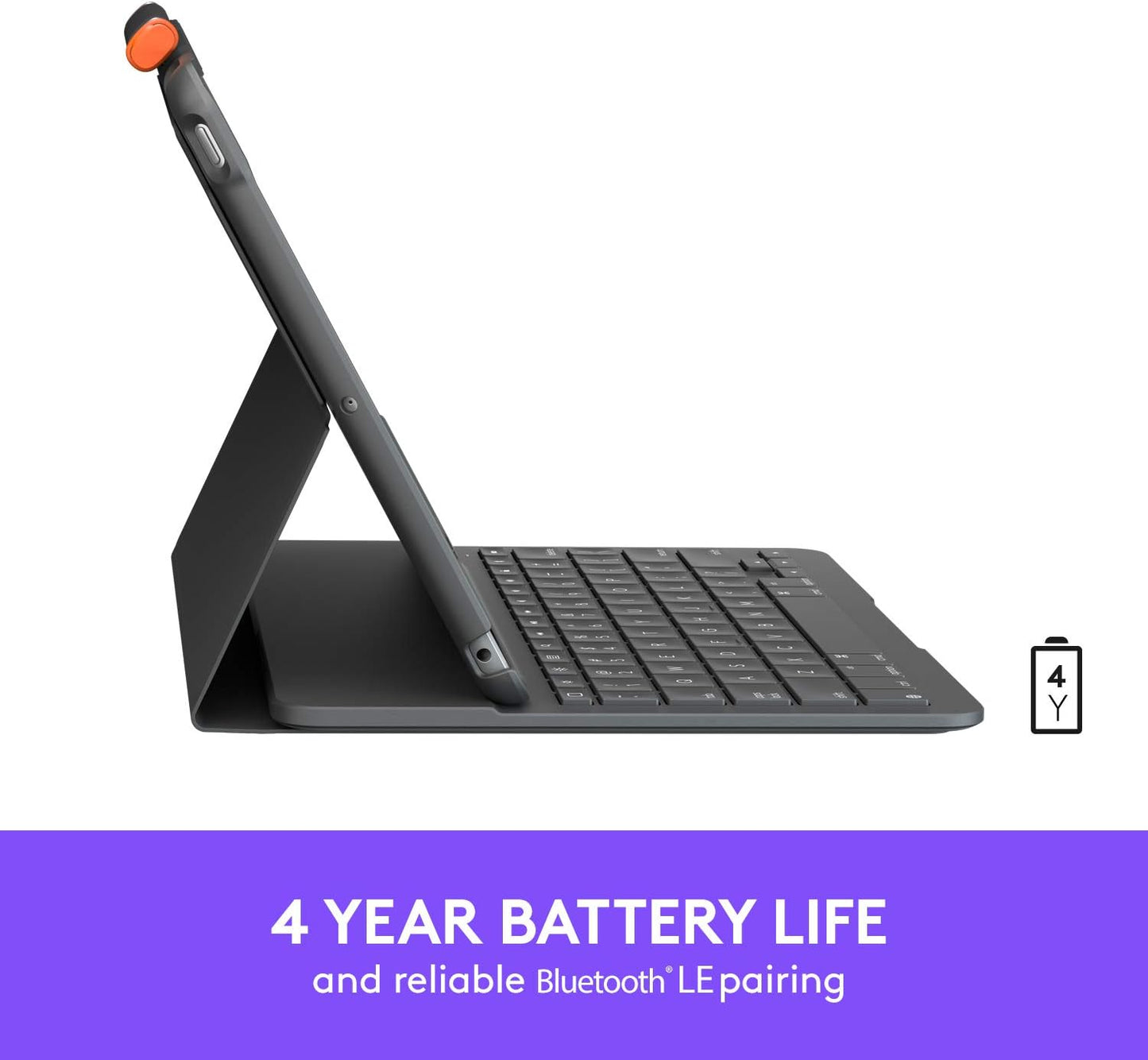 Logitech IPad (7th, 8th and 9th Generation) Keyboard Case Slim Folio (Graphite) Used Like New