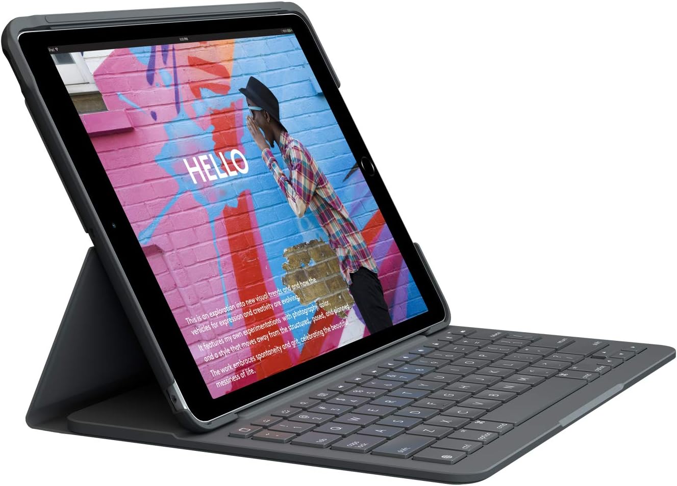 Logitech IPad (7th, 8th and 9th Generation) Keyboard Case Slim Folio (Graphite) Used Like New
